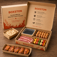 Boîte à bento réutilisable écologique pour barbecue à portion individuelle avec doublure en éponge |   Conteneur à fermeture magnétique pour barbecue au charbon de bois