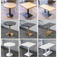 Ensemble de table à manger sur mesure, prix d'usine, plateau en marbre, base en acier massif, pour café, restaurant, restauration rapide, salon de thé