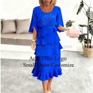 slim fit dress slacks Fit and Flare Dark Blue Chiffon dress 5143 – Xiaolizi main image 1