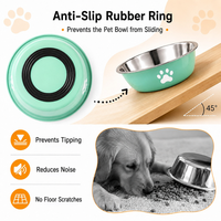 Bol antidérapant en acier inoxydable pour animaux de compagnie avec anneau de base en caoutchouc - Gamelle anti-renversement pour chiens et chats, idéal pour l'alimentation des grands chiens