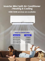 Climatiseur mural split sans conduit à onduleur Gree Midea Hisense OEM 9000-36000 Btu pour la maison, avec fonctions de refroidissement et de chauffage