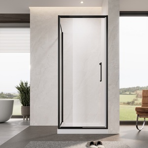 Puerta Plegable Interior de Vidrio Templado para Cuarto de Ducha, Marco de Aluminio Negro Mate, Cabina de Ducha Cuadrada de Vidrio - Product Image 2