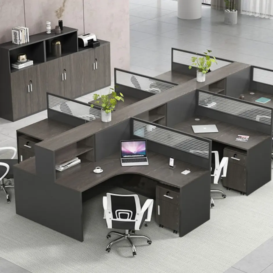 Station de travail modulable, meuble avec lunette acoustique, pour 4, 6, 8, 10 personnes, bureau, Partition