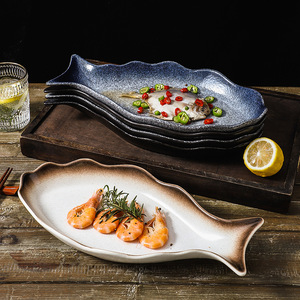 Piatto Rettangolare Giapponese per Sushi, Stile Retrò, in Ceramica, per Servire Cibo, Piatto in Argilla per Ristoranti di Cucina Giapponese - Product Image 3