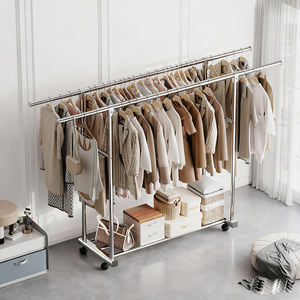 Porte-vêtements robuste sur roulettes, porte-vêtements pour suspendre les vêtements avec étagères, armoire portable pour vêtements, porte-vêtements avec roulettes - Product Image 3