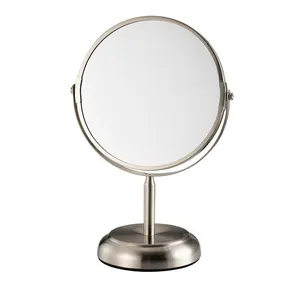 Metal Framed Mirror With Stand Custom Table Mirror Double Side Decorative Vanity Mirror 360 Rotation