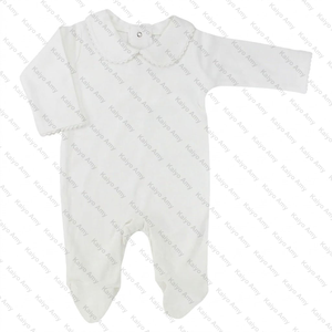 Tutina con Piedini per Neonata 100% <span class=keywords><strong>Cotone</strong></span> con Monogramma, Bianca con Bordo Picot Rosa, Set per Neonati e Bambini - Product Image 6