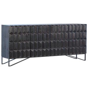 Aparador de Almacenamiento de Estilo Industrial con 4 Puertas, Mueble de Madera Rectangular Negro con Acabado Metálico para Comedor, Cocina, Dormitorio, Hotel - Product Image 1