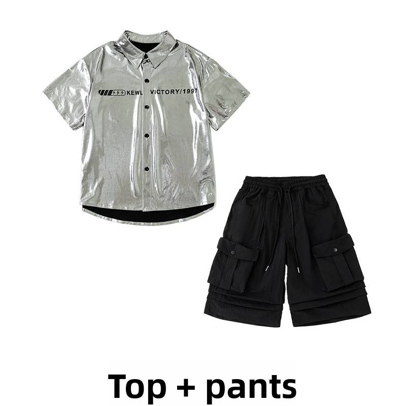 Haut argenté + Short noir