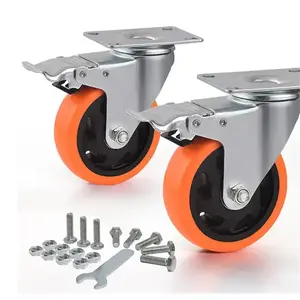 Hot Sale Trolley Cart Wheels 4-Zoll-Industriewalze Hochleistungs-Schwenk werkbank Caster Central Locking Castor Wheel