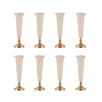 Centres de table en cristal doré en forme de trompette pour fleurs, support de fleurs de table en cristal argenté personnalisable, magnifique centre de table en forme de trompette