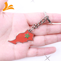 Fabricant personnalisé en alliage de zinc Maroc pays carte porte-clés en métal personnalisé nation drapeau porte-clés