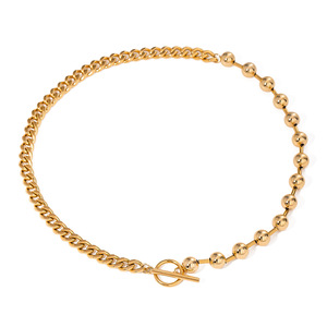 Collar de Cadena de Bolas de Acero Inoxidable con Cierre OT, Diseño Geométrico, Joyería de Regalo - Product Image 1