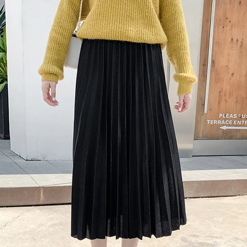 Classic high waist Loose Mult Pleated Elegant style womens skirts A-line solid color Stylish versatile fall 2022 women clothes