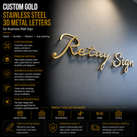 Letras Metálicas 3D Personalizadas de Acero Inoxidable Dorado para Letreros de Pared Comerciales, Letrero Plano con Letras