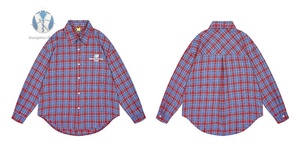 Chemises à manches longues à carreaux décontractées pour hommes, personnalisées OEM, avec impression 3D, polyvalentes, style vintage, rayées, boutonnées, chemises polo à manches longues - Product Image 2