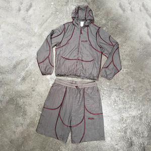 Design Custom Soft Shell Windbreaker Set Windbreaker Shorts Set Jogging Tracksuit Pullover <b>Zip</b> <b>Up</b> <b>Jackets</b> And Nylon Shorts Set - Product Image 2