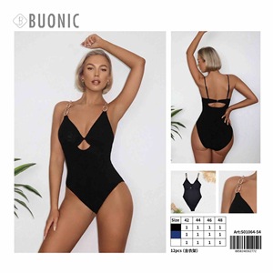 Costume da bagno intero da donna Buonic, nero, blu navy, taglie 42, 44, 46, 48, con cut-out sulla schiena, per l'estate e la spiaggia - Product Image 1