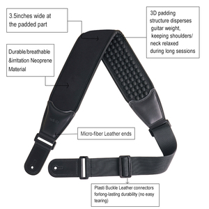 <span class=keywords><strong>Sangle</strong></span> de guitare réglable en néoprène non enduit Melede avec cellules d'air pour basses, guitares acoustiques et classiques - Coussin confortable de 3 pouces de <span class=keywords><strong>large</strong></span> - Product Image 1