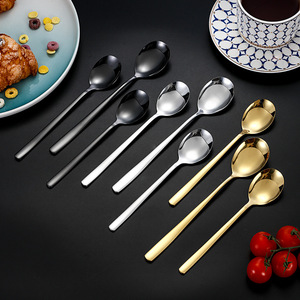 304 Stainless Steel Spoon Long Handle Coffee Stirring Spoon Solid Color Household Use - Product Image 4
