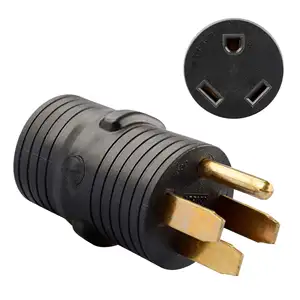 50Amp 125/250Volt RV Plug Adapter, NEMA 14-50P to NEMA TT-30R Applied to Electrical Outlet Connection