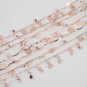 Cadenas de Metal chapadas en oro de 1M para la fabricación de joyas aleación flor hojas corazón dijes colgante pulsera cuerpo cadenas hechas a mano manualidades DIY - Product Image 4