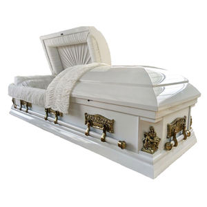 صندوق أبيض متين على الطراز الابيض ونحت نعش الجنازة من المصنع - Product Image 3