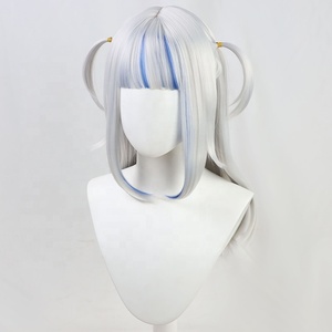 Commercio all'ingrosso 55cm lungo rettilineo argento blu misto virtuale YouTuber Gawr <span class=keywords><strong>Gura</strong></span> parrucca Cosplay sintetico Anime resistente al calore parrucca dei capelli - Product Image 3