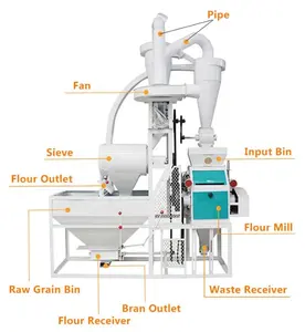 Machine de moulin à farine de maïs à structure compacte à haut rendement 10 tonnes par jour machine de broyage de farine de maïs