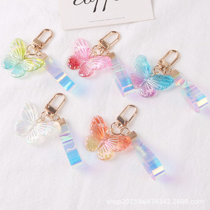 Porte-clés 3D de couleur rêveuse acrylique DIY fait à la main cristal papillon ceinture pendentif sac accessoires - Product Image 1