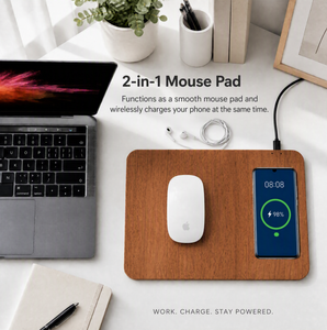 Tapis de souris sans fil en cuir 2-en-1 avec charge rapide <span class=keywords><strong>Qis</strong></span> 15W, logo personnalisé, cadeau de bureau, promotionnel, pour entreprise - Product Image 2
