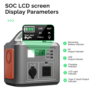 สถานีไฟฟ้าพกพา 500W LiFePO4 แผงโซลาร์เซลล์ ช่องเสียบที่จุดบุหรี่ ไฟฉาย LED ชาร์จเร็ว คลื่นไซน์บริสุทธิ์ ช่องจ่ายไฟ AC/DC/USB สำหรับแคมป์ปิ้ง - Product Image 2