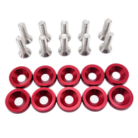 10 pièces Vis hexagonales M6 pour modification automobile, avec rondelles concaves pour pare-chocs, moteur et plaque d'immatriculation, en aluminium