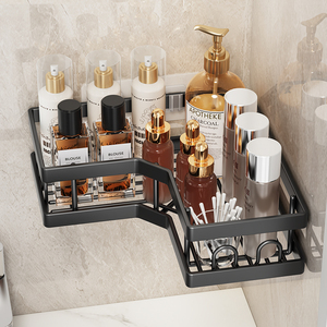 Estante de Baño de 2 Niveles para Montar en la Pared, Acabado Mate de Plástico, Organizador que Ahorra Espacio con Ganchos y Jabonera - Product Image 4