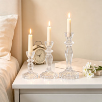 Porte-bougie en verre moderne, décoration de mariage, centre de table, porte-bougie en cristal, porte-bougie romantique pour table à manger
