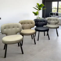Chaise en métal et cuir légère et imperméable avec dossier, de haute qualité, durable, convient aux petites pièces et aux chambres à coucher