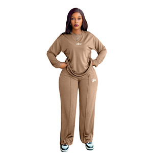 Ensemble de costume pour femme, haut à manches longues, pantalon large, noir, tenue décontractée tendance, ensemble deux pièces - Product Image 4