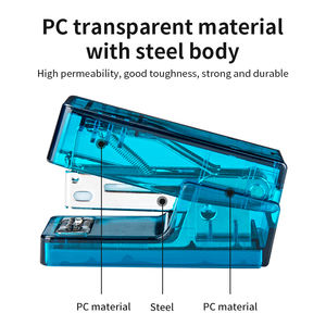 NS083F Azul Portátil Transparente Hand-held Grampeador Mini Escritório Doméstico Sem Esforço Grampeador 144pcs Por Carton Set - Product Image 3
