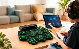 Kit de <span class=keywords><strong>batterie</strong></span> électronique portable avec <span class=keywords><strong>batterie</strong></span> rechargeable, haut-parleur intégré, fonction d'enregistrement et de lecture, kit de <span class=keywords><strong>batterie</strong></span> DTX pour le jeu, avec baguettes de <span class=keywords><strong>batterie</strong></span> - Product Image 5