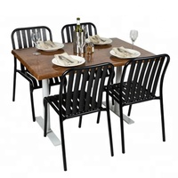 Ensemble de table à manger carrée 1+6 en aluminium et chaises à accoudoirs de style ferme classique de luxe moderne pour restaurant commercial, salon et parc