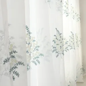 European Style Luxury Gauze Curtain With Embroidery Leaves Window Sheer Curtains Decoration For Home
