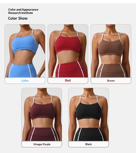 Cross Back Workout <strong>Bra</strong> for Women Wholesale 2026 Women's Color Blocking Shockproof Quick Dry Removable Pads Yoga Sports <strong>Bras</strong> - Product Image 4