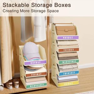 Foldable Square American Style Oxford Cloth Weekday 7-Grid Days <b>Drawer</b> Storage Clothes Organizer for Kids - Product Image 6