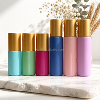 Roll-on de parfum floral personnalisé 5ml 10ml, flacons roll-on en verre coloré avec pierres précieuses, vente en gros