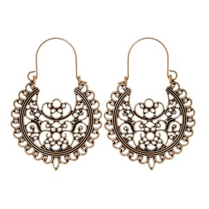 Boucles d'oreilles pendantes bohèmes à pompons en bois plaqué bronze antique, ensemble de bijoux de mode pour femmes - Product Image 5