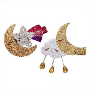 Venta al por Mayor de Fábrica, Pinzas para el Cabello con Brillantina para Niños, Diseño de Cara Sonriente, Moda de Dibujos Animados, Accesorios para el Cabello de Niñas, para Fiestas - Product Image 3