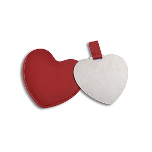 Custom Logo Leather Heart Shape Makeup <b>Mirror</b> Portable Handheld <b>Small</b> Makeup PU Pouch Pocket <b>Mirror</b> Stainless Steel <b>Mirror</b> - Product Image 4