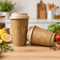 Gobelets en papier écologiques à double paroi avec couvercles, logo en feuille d'or pour boissons chaudes, café, thé, café à emporter, vente en gros