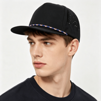 Casquette de baseball rétro 5 panneaux à séchage rapide, imperméable, découpée au laser, avec corde, broderie personnalisée, fabrication sur mesure