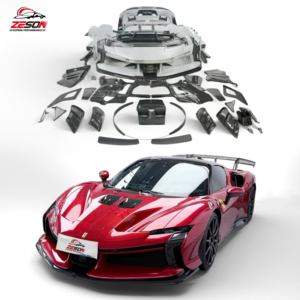 Kit carrosserie en fibre de carbone sèche style SF90 XX pour Ferrari SF90 Stradale Spider : pare-chocs avant, diffuseur arrière, capot, jupes latérales, aileron - Product Image 1